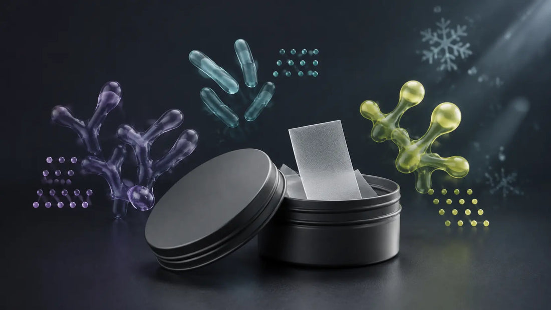 Oral probiotic strips with abstract microorganism and storage concepts