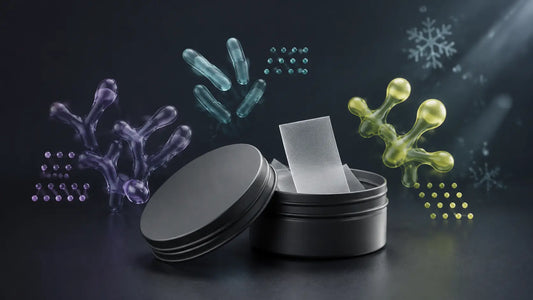 Oral probiotic strips with abstract microorganism and storage concepts