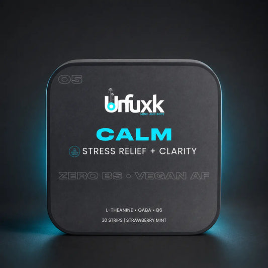 Cognitive Relax oral strip tin on a dark studio background