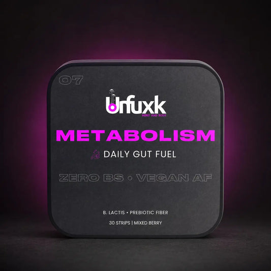 Probiotic oral strip tin on a dark studio background